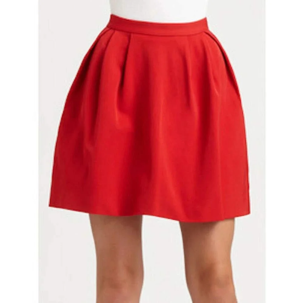 Pink‎ Tartan Tiffany Red Pleated A-Line Stretch Skirt Womens Size 8 Pockets NWT
